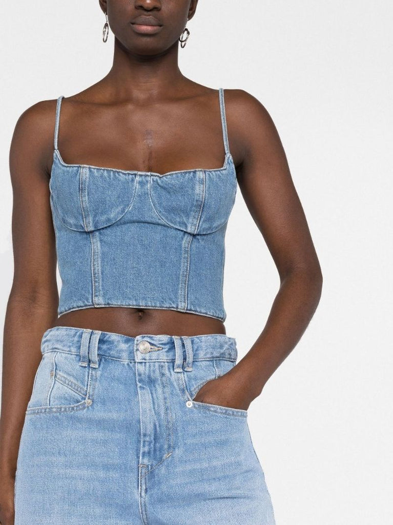 Blue Corset Denim Top