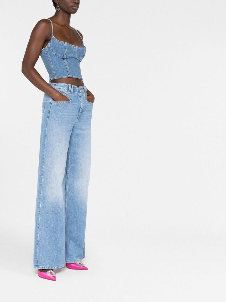 Blue Corset Denim Top