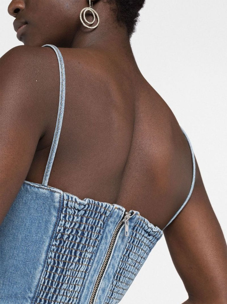 Blue Corset Denim Top