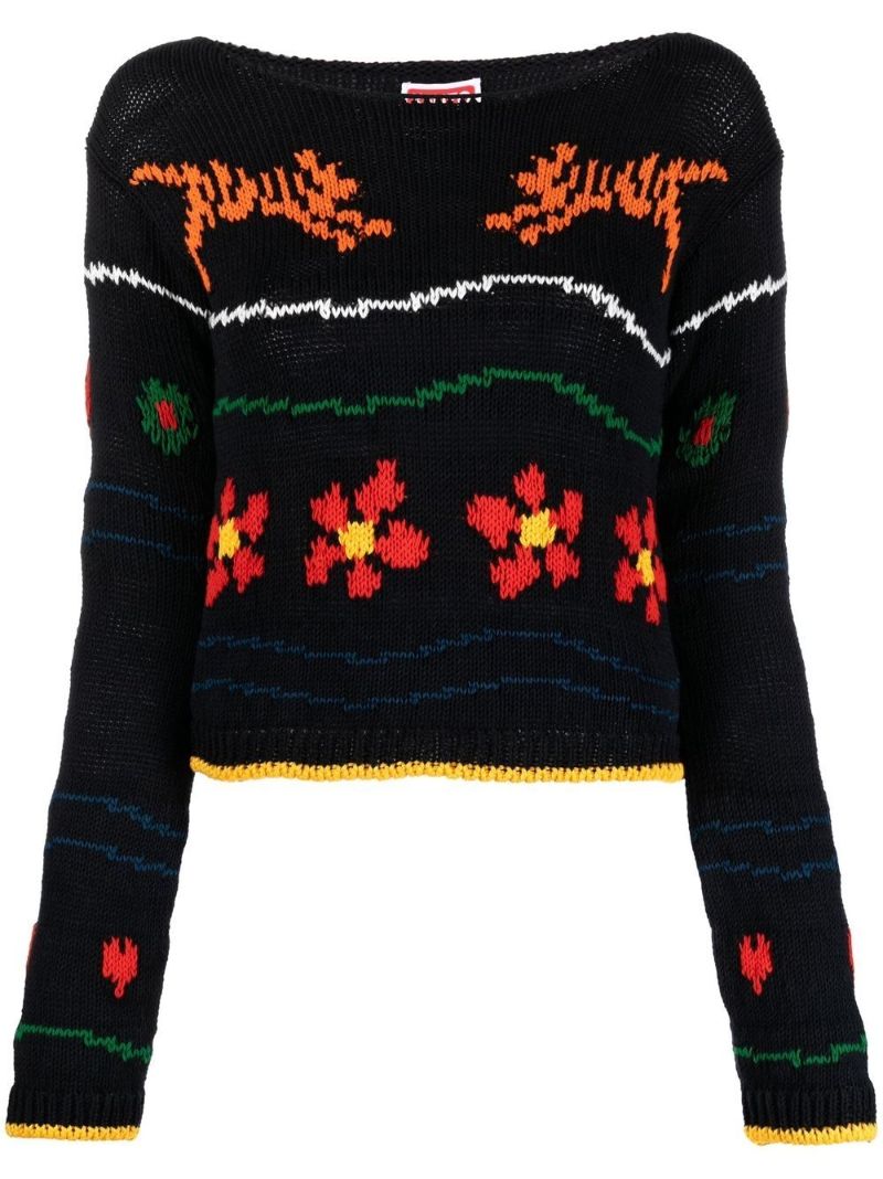 Black Intarsia-knit Sweater