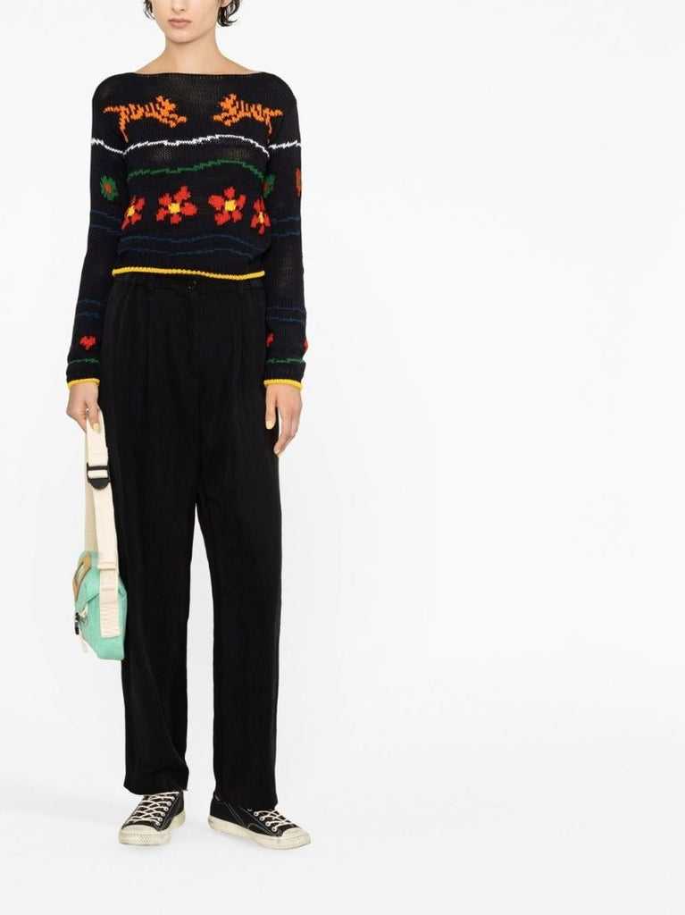 Black Intarsia-knit Sweater