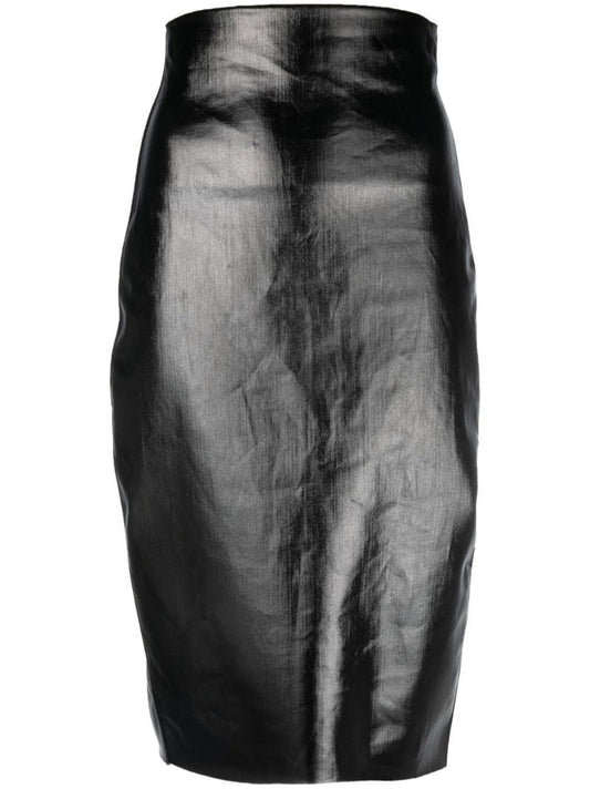 Black Pillar High Waist Midi Skirt