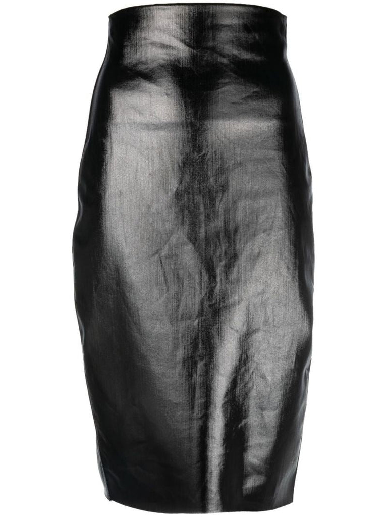 Black Pillar High Waist Midi Skirt