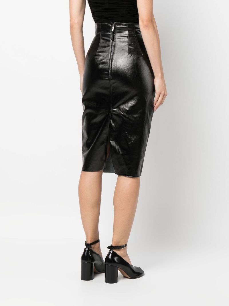 Black Pillar High Waist Midi Skirt