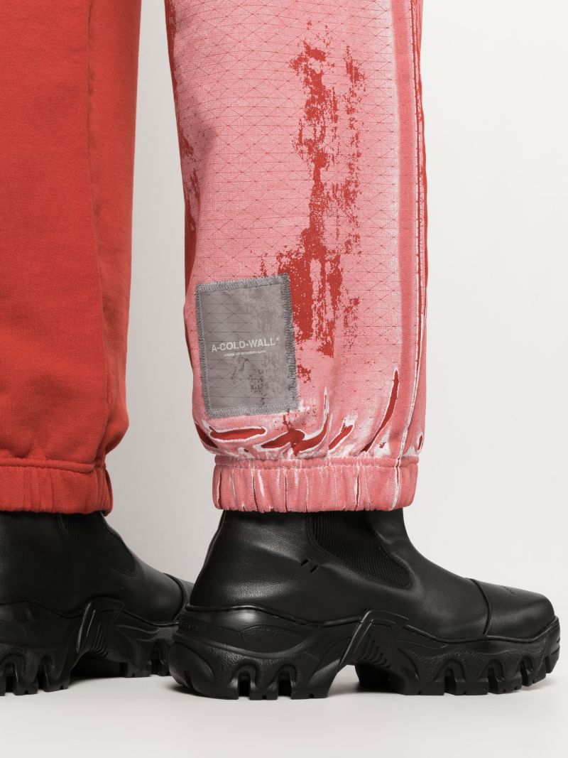 Red Brushstroke Print Track Pants