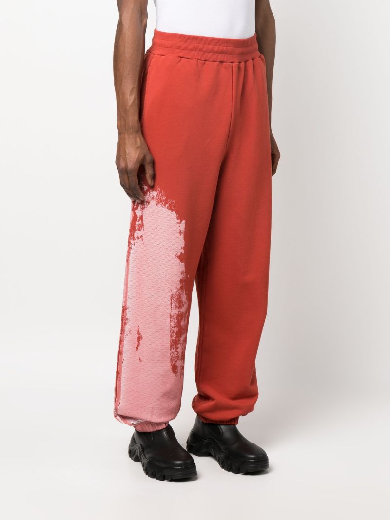 Red Brushstroke Print Track Pants