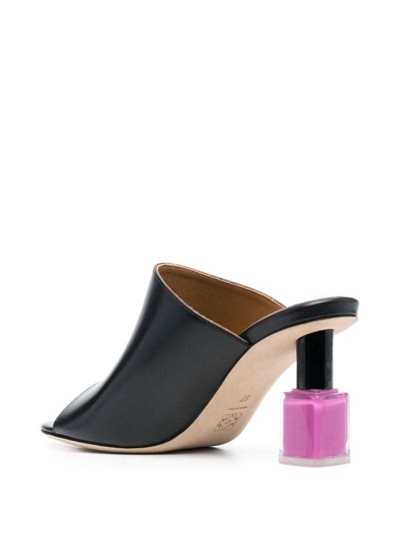 Black 90 Nail Polish Heel Mules