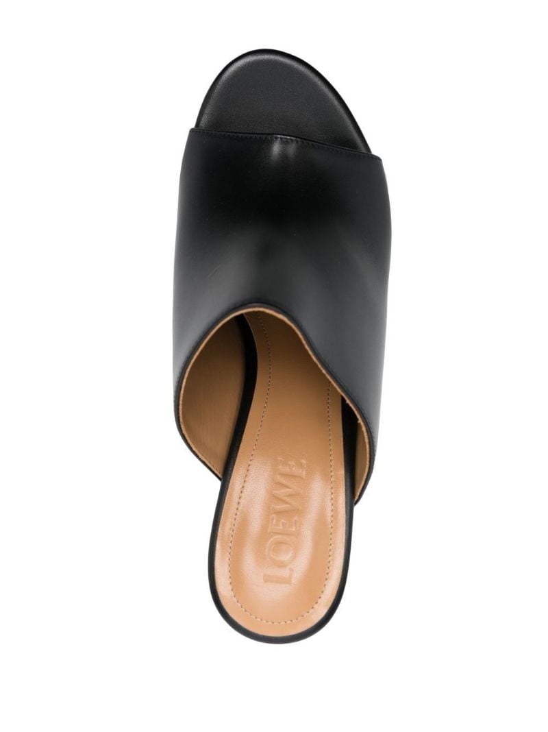 Black 90 Nail Polish Heel Mules