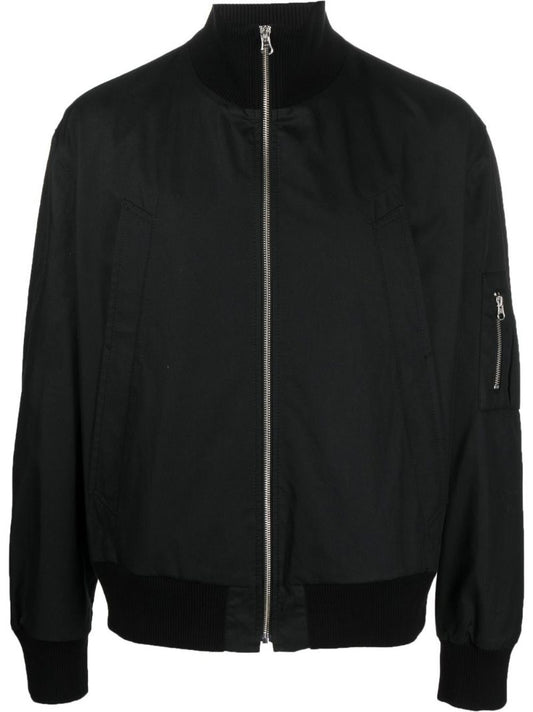 Black Funnel-neck Bomber Jacket
