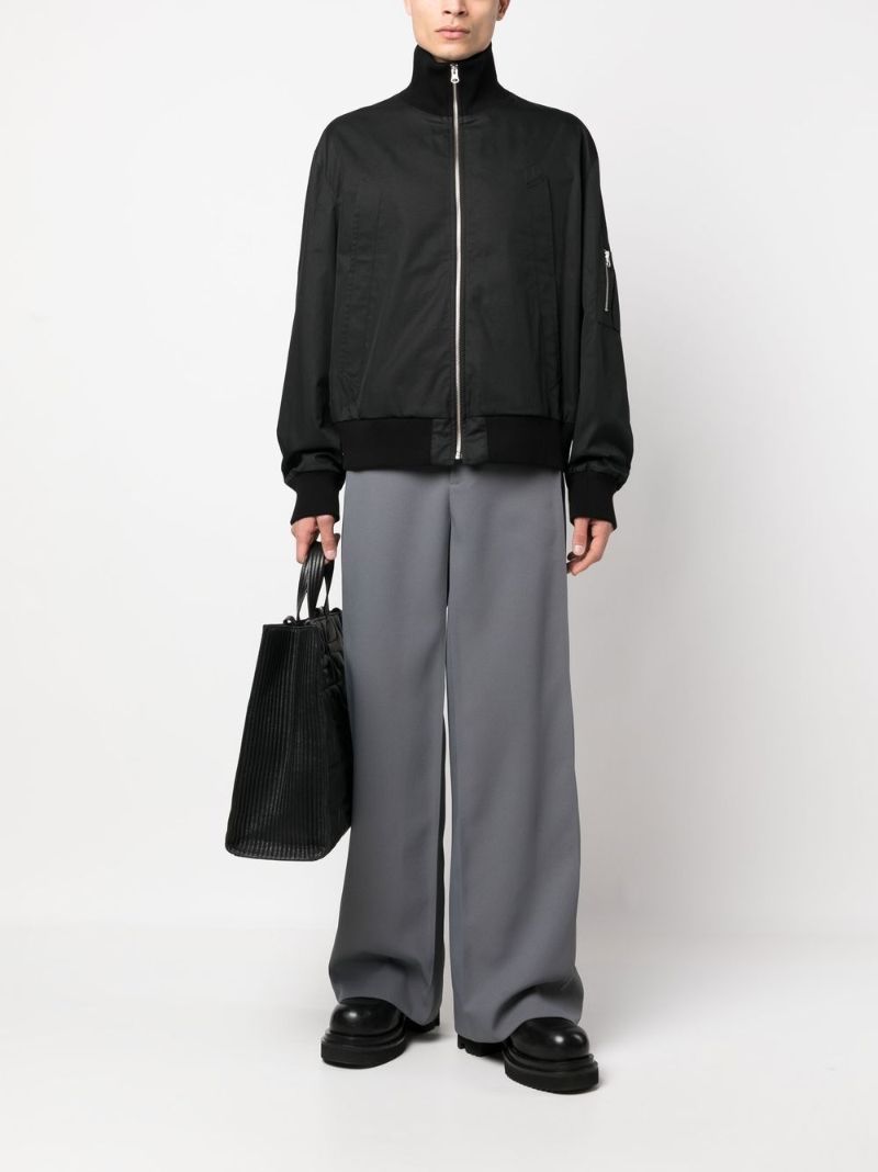 Black Funnel-neck Bomber Jacket