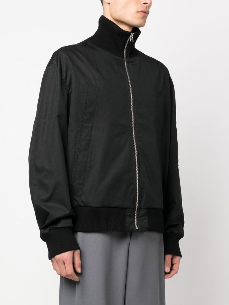 Black Funnel-neck Bomber Jacket