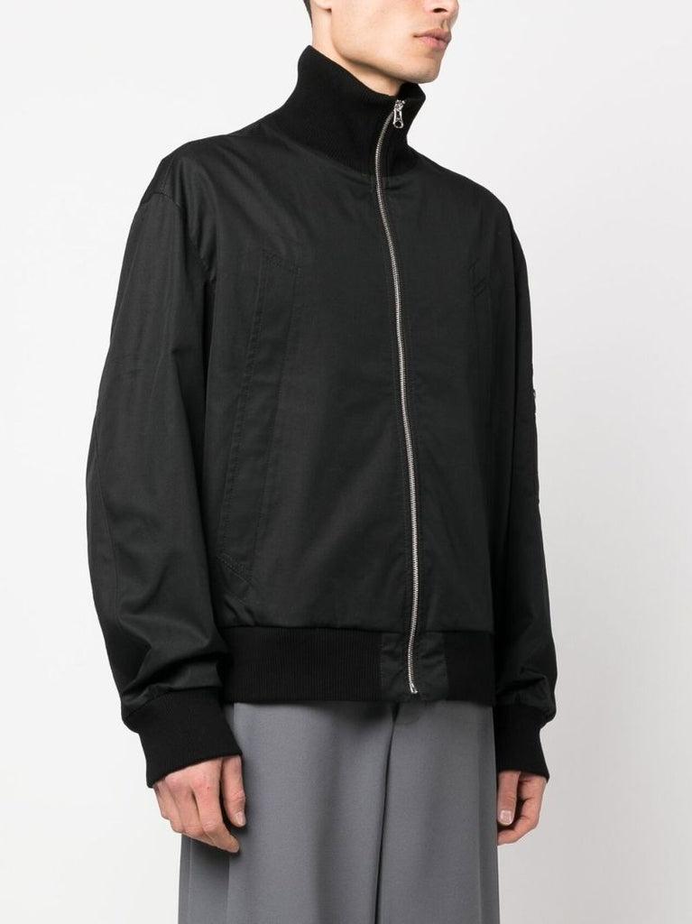 Black Funnel-neck Bomber Jacket