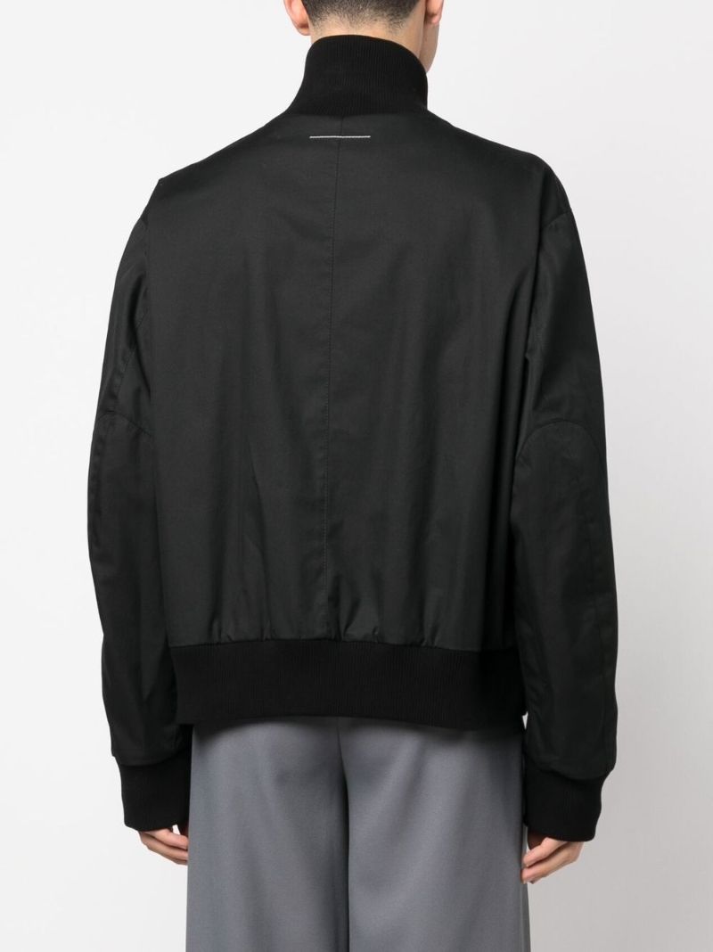 Black Funnel-neck Bomber Jacket