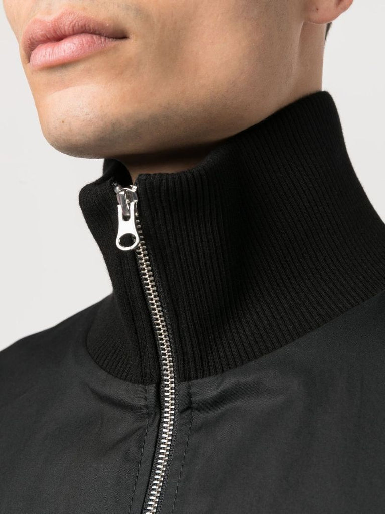 Black Funnel-neck Bomber Jacket