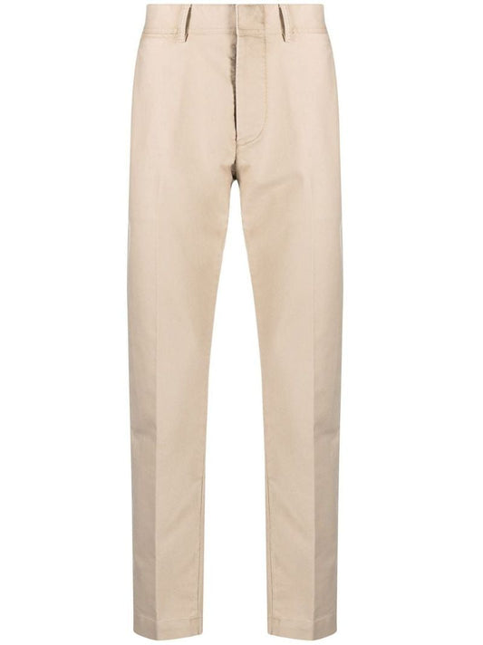 Neutral Cotton Tapered Trousers