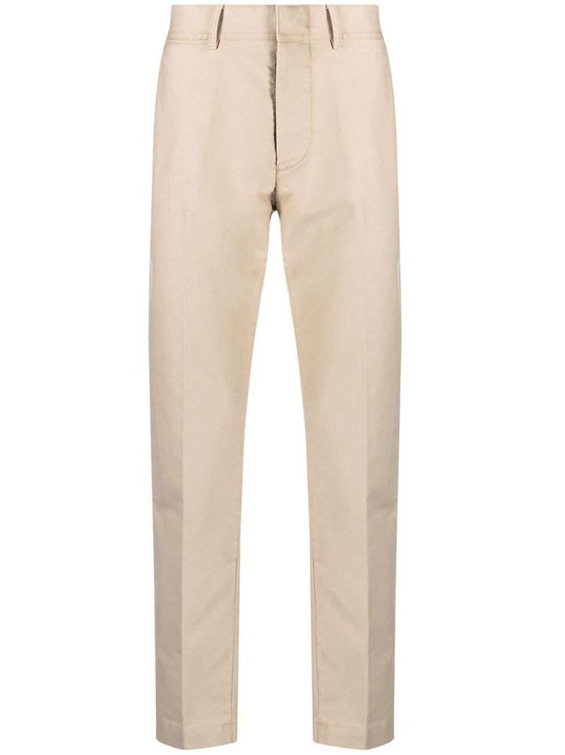 Neutral Cotton Tapered Trousers