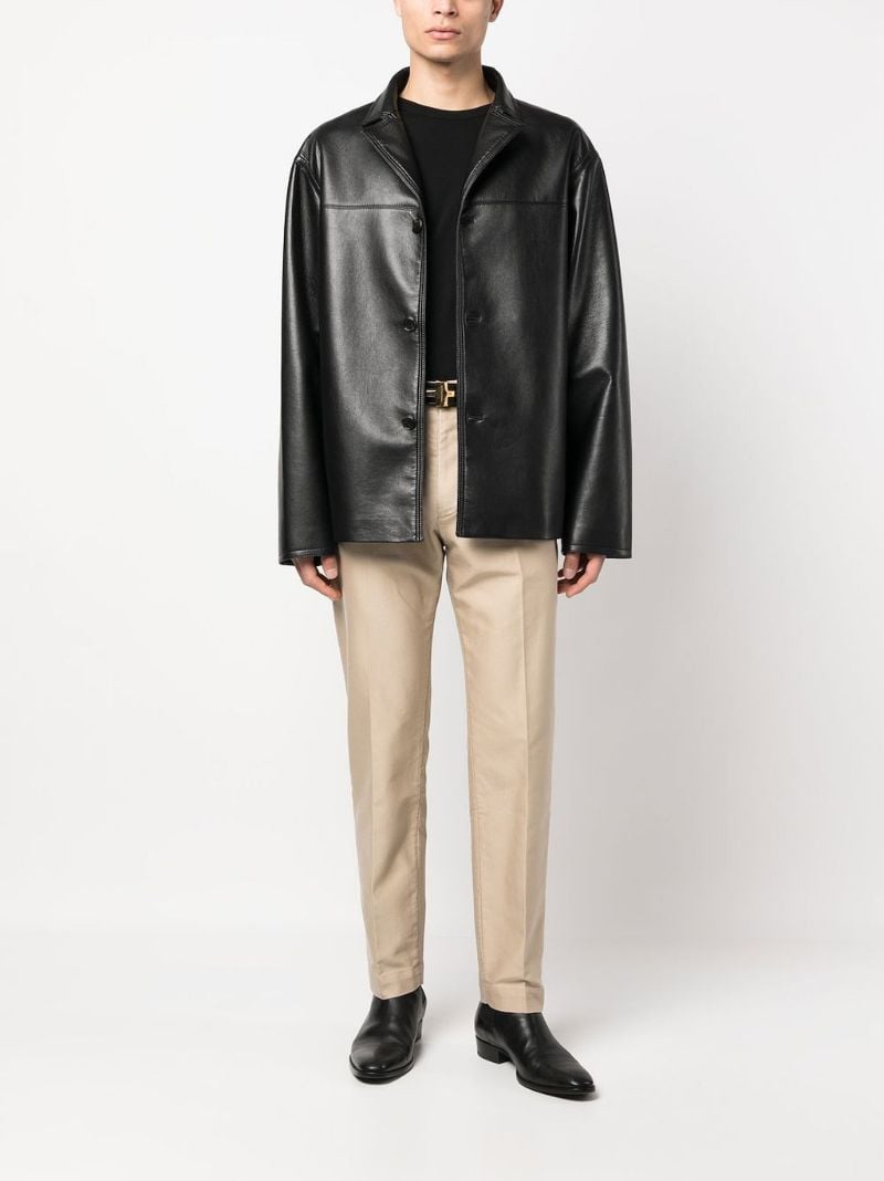 Neutral Cotton Tapered Trousers
