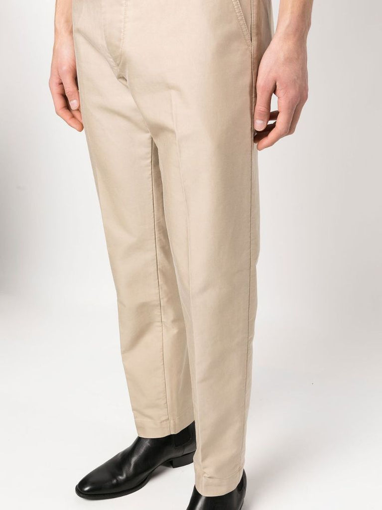 Neutral Cotton Tapered Trousers