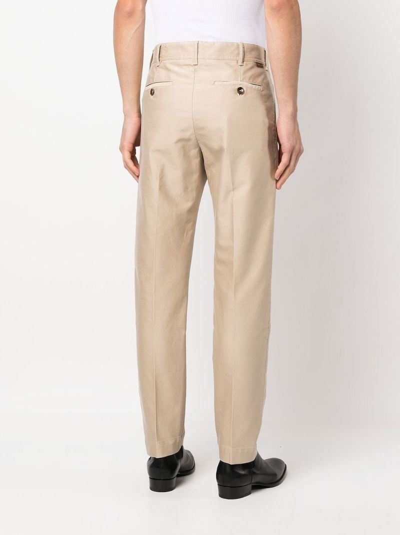 Neutral Cotton Tapered Trousers