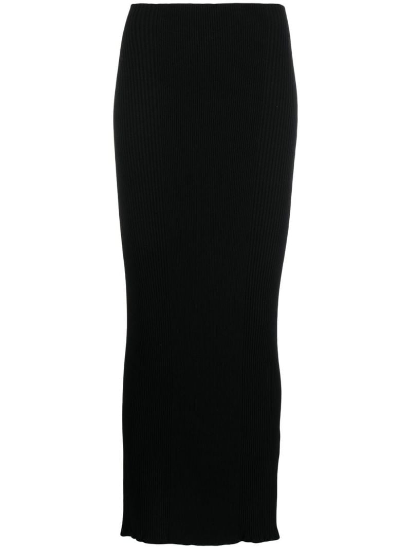 Black Ribbed-knit Maxi Skirt