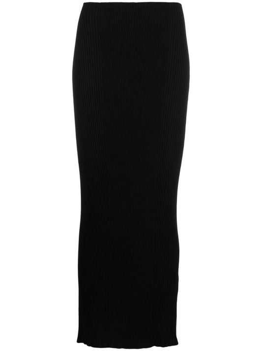 Black Ribbed-knit Maxi Skirt