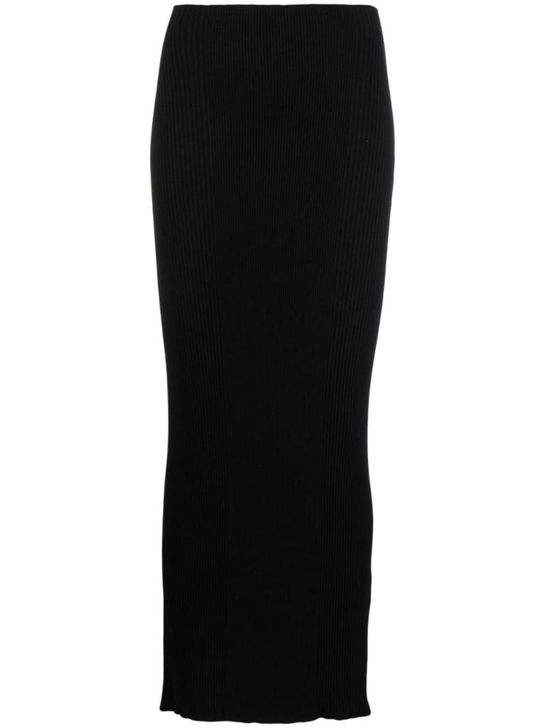 Black Ribbed-knit Maxi Skirt