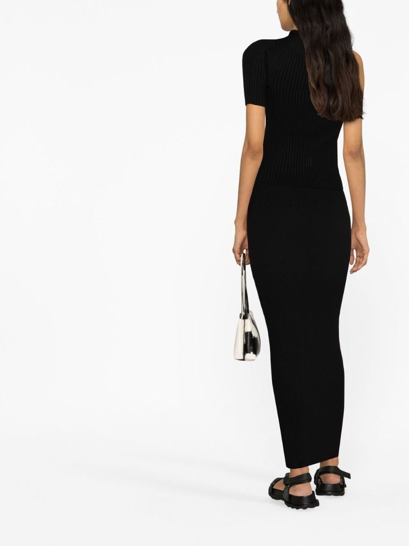 Black Ribbed-knit Maxi Skirt