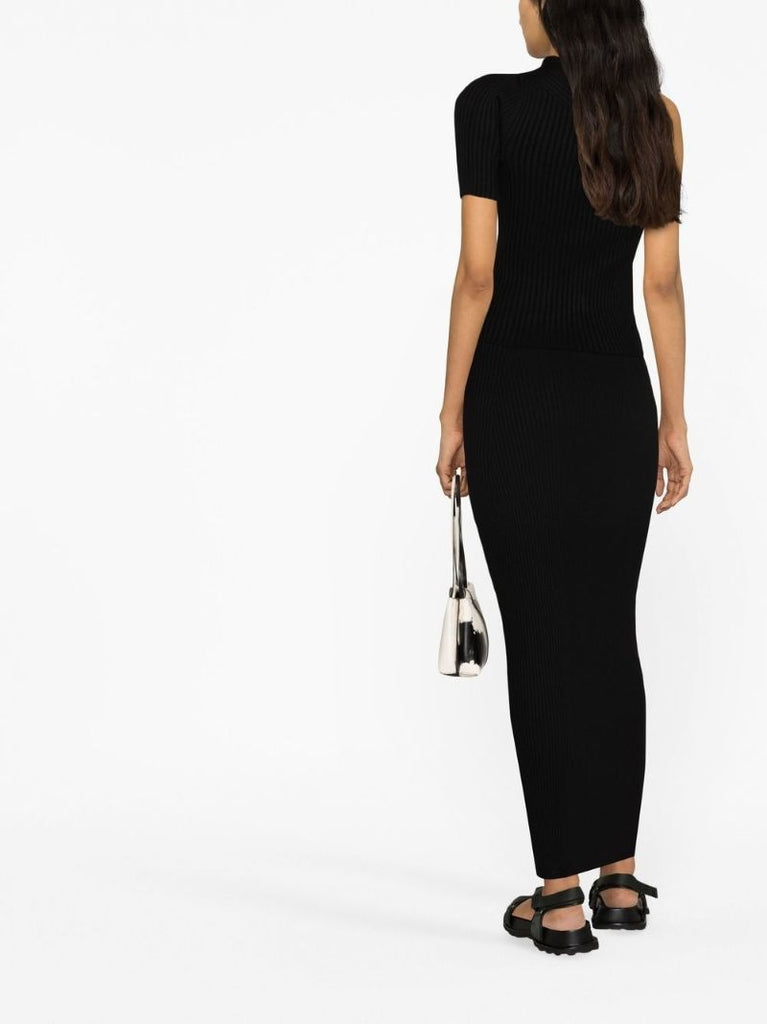 Black Ribbed-knit Maxi Skirt