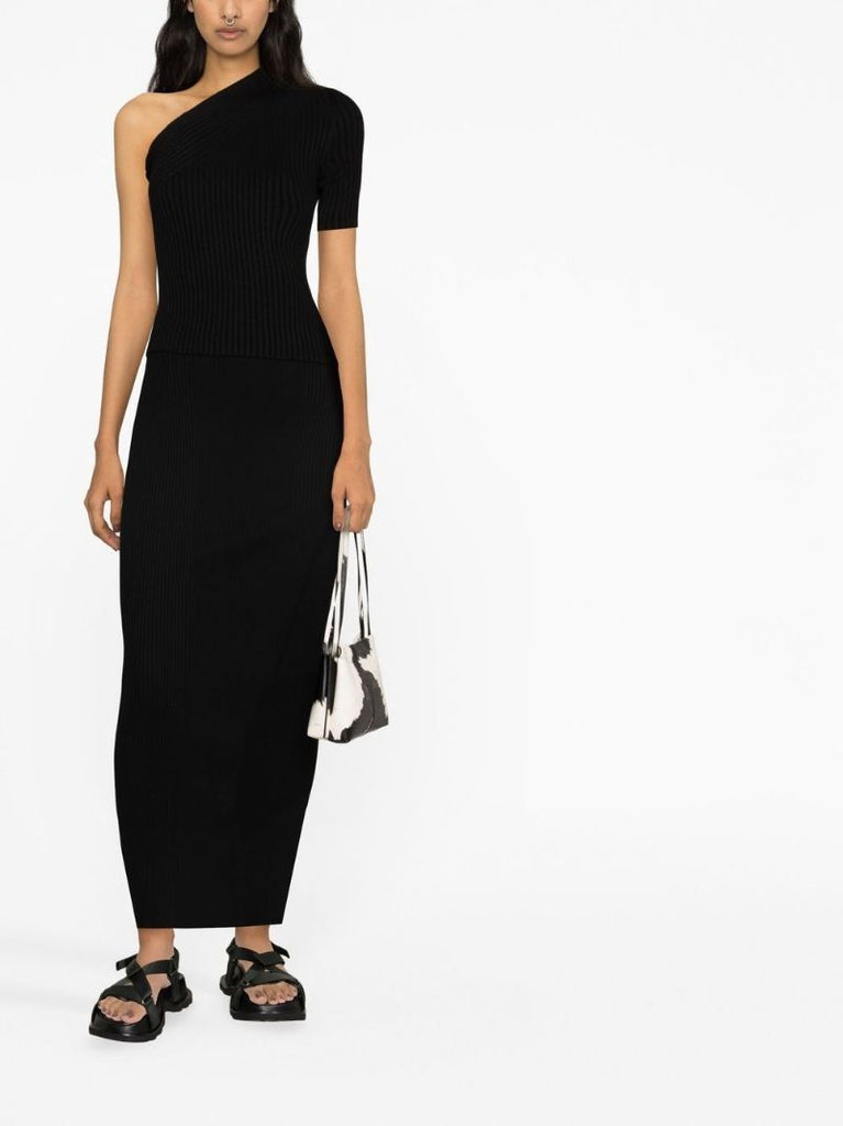 Black Ribbed-knit Maxi Skirt