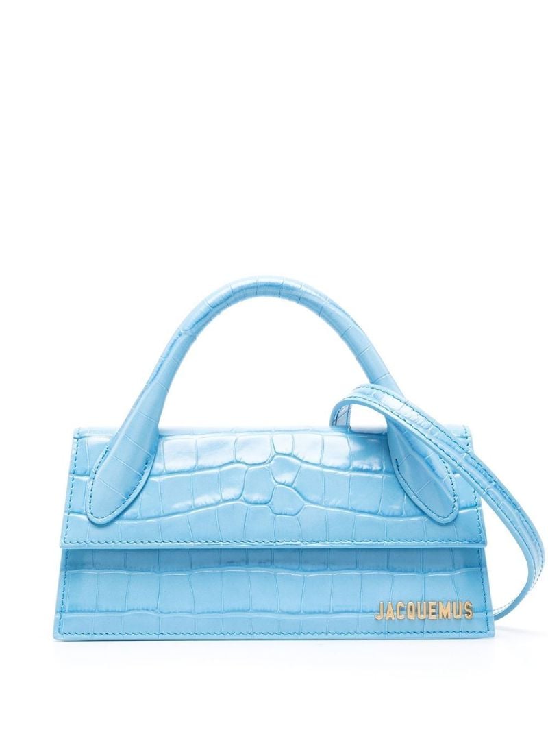 Blue Le Chiquito Long Leather Top Handle Bag