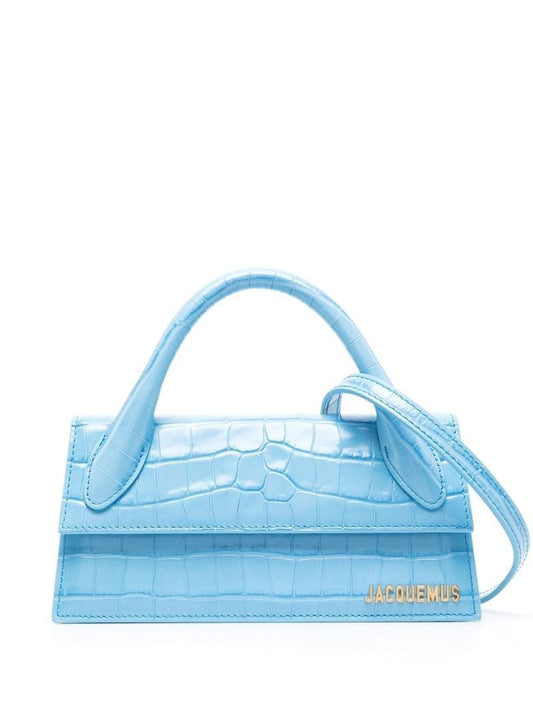 Blue Le Chiquito Long Leather Top Handle Bag