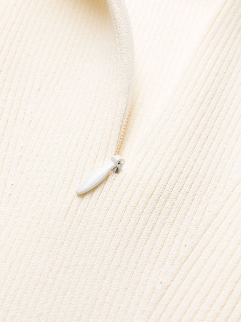 White Cut-out Ribbed Midi Dress