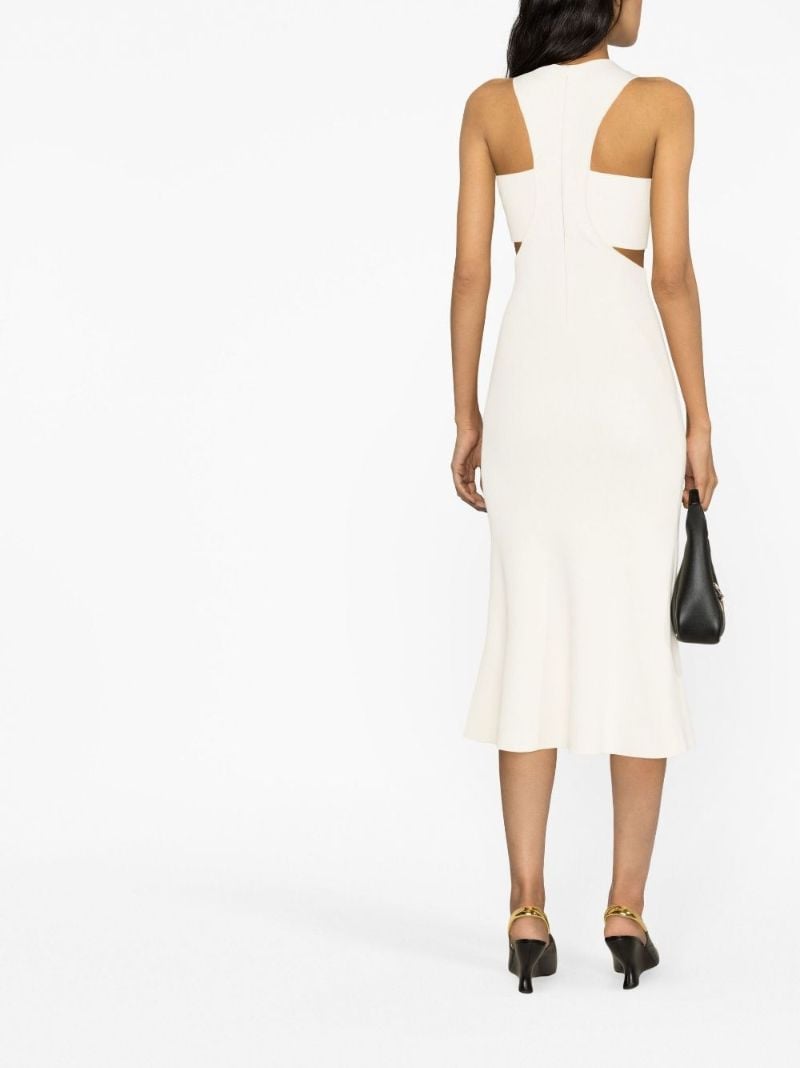 White Cut-out Ribbed Midi Dress