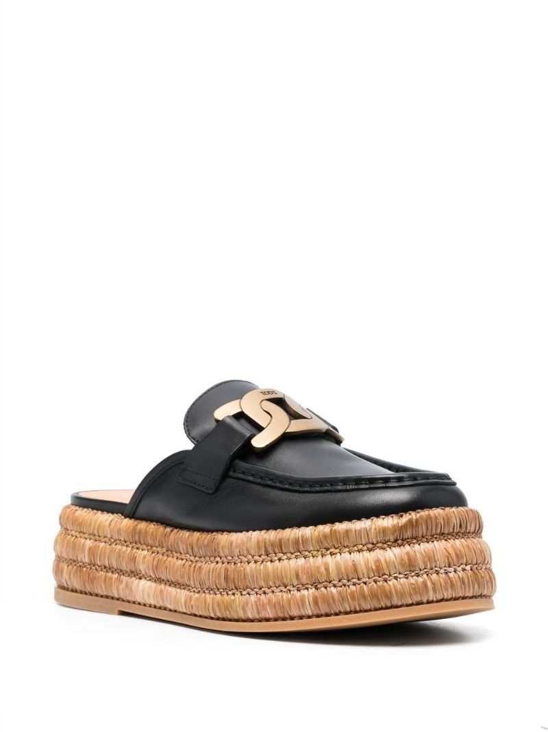 Black Kate Platform Leather Mules