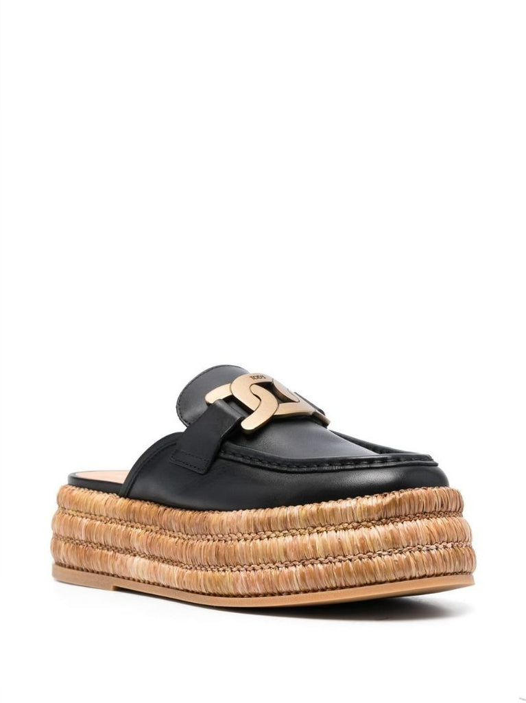 Black Kate Platform Leather Mules