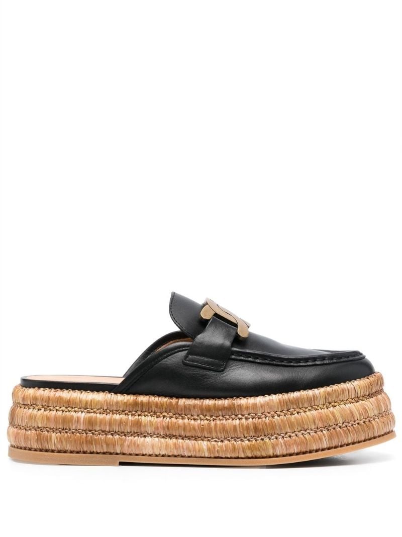 Black Kate Platform Leather Mules
