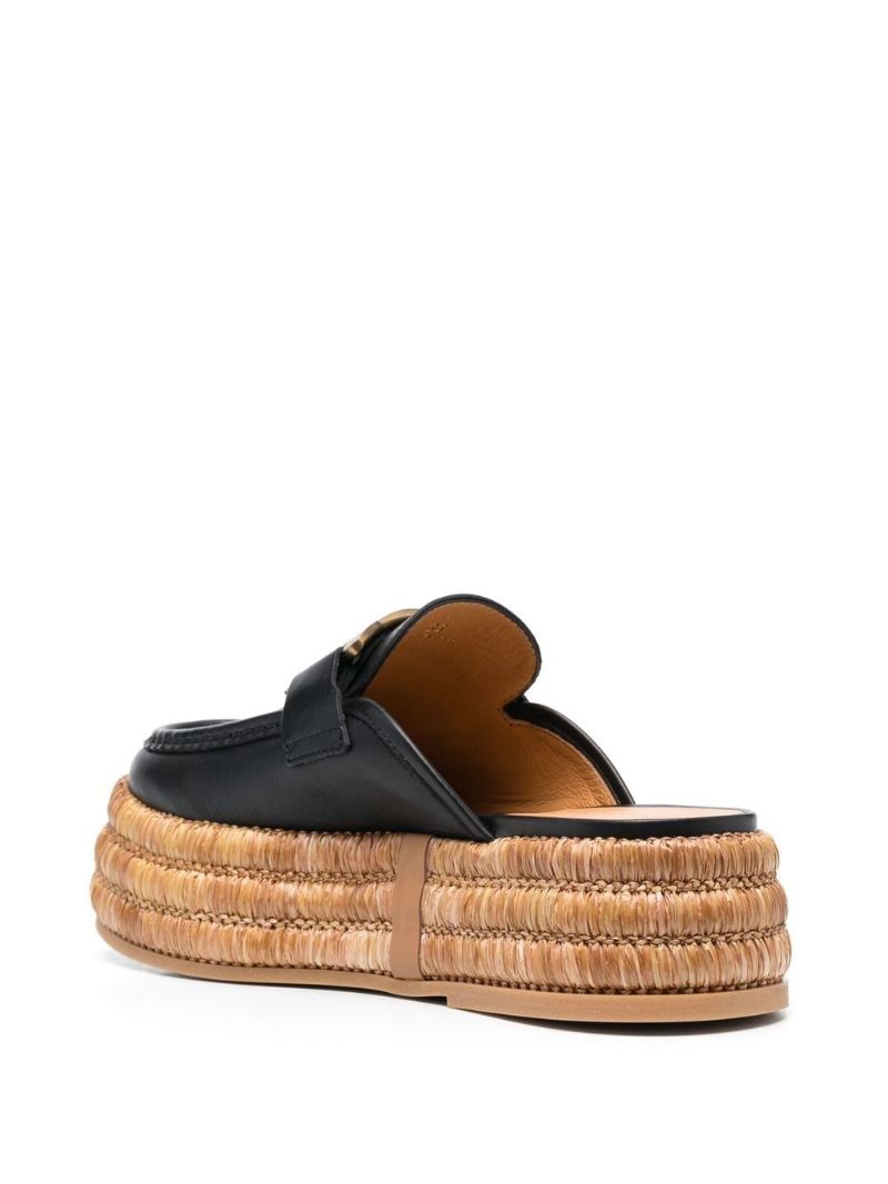 Black Kate Platform Leather Mules