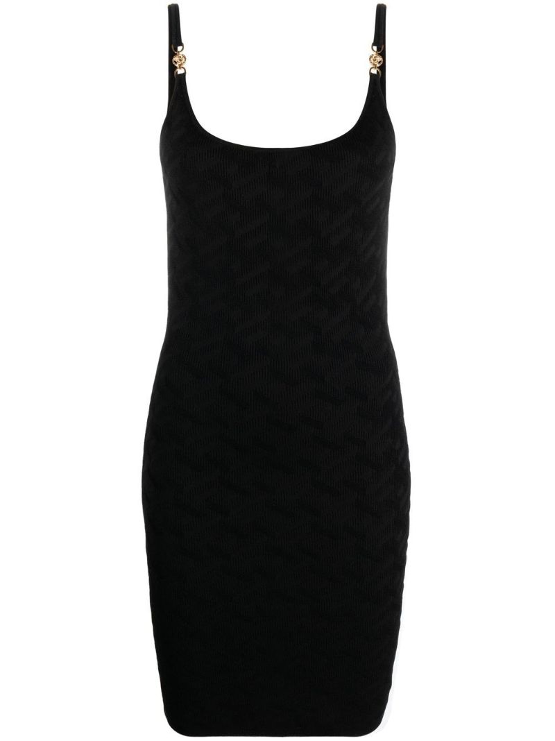 Black La Greca Jacquard Mini Dress