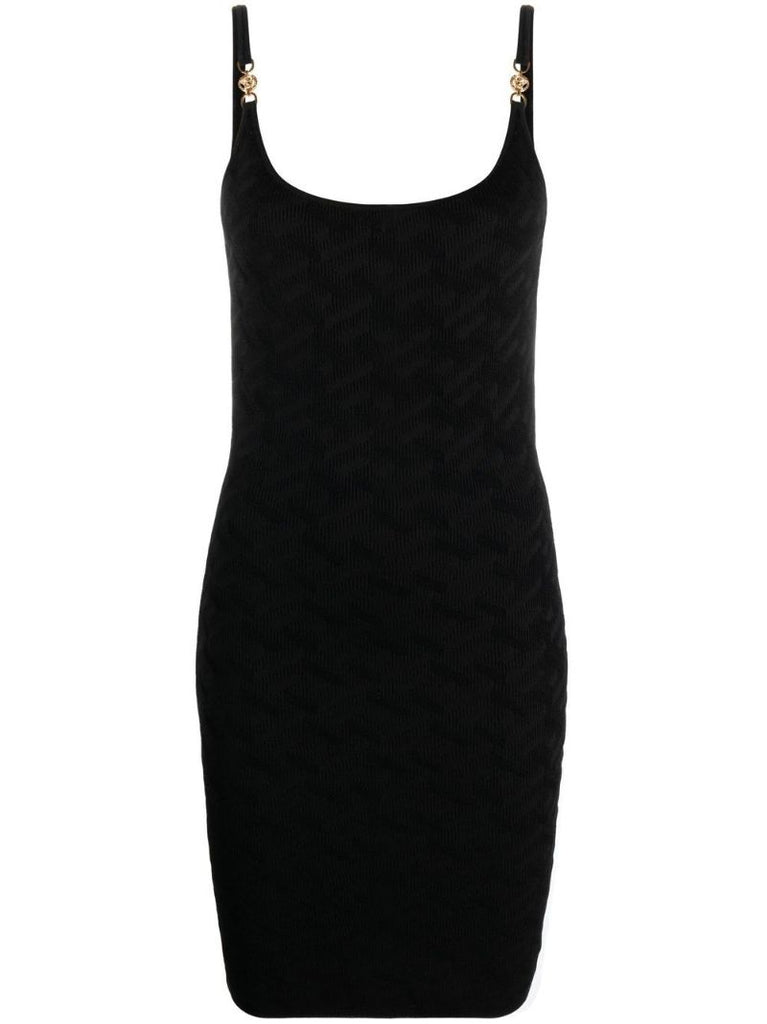 Black La Greca Jacquard Mini Dress
