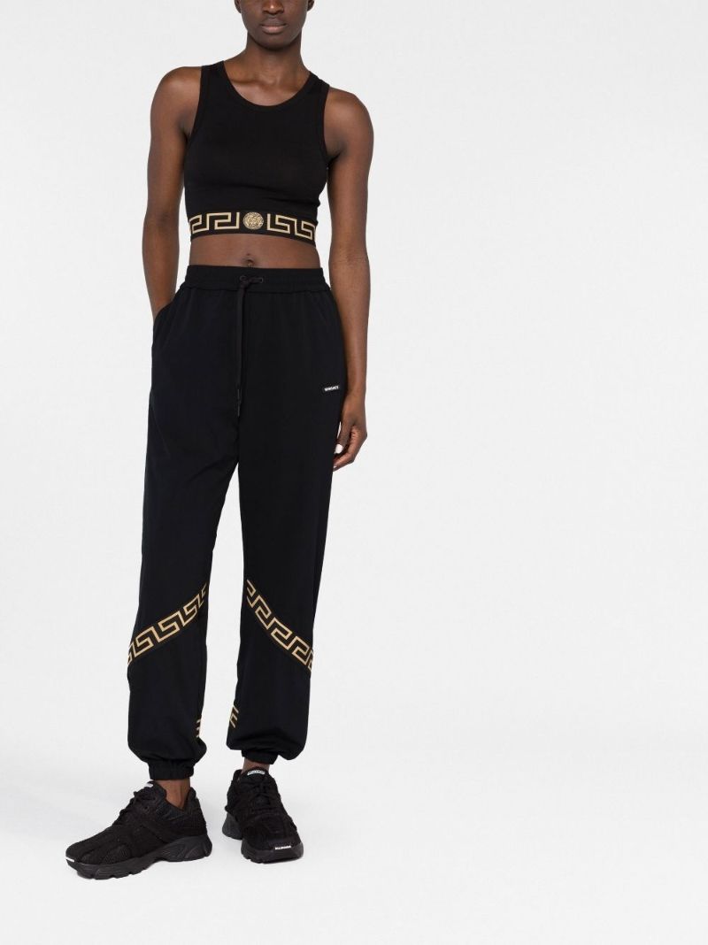 Black Greca Border Sports Bra