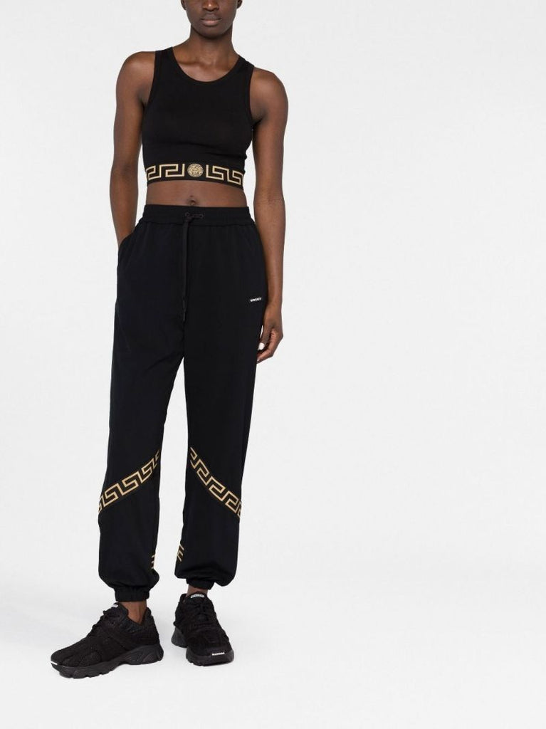 Black Greca Border Sports Bra