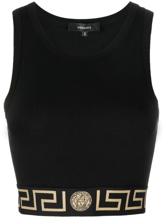 Black Greca Border Sports Bra