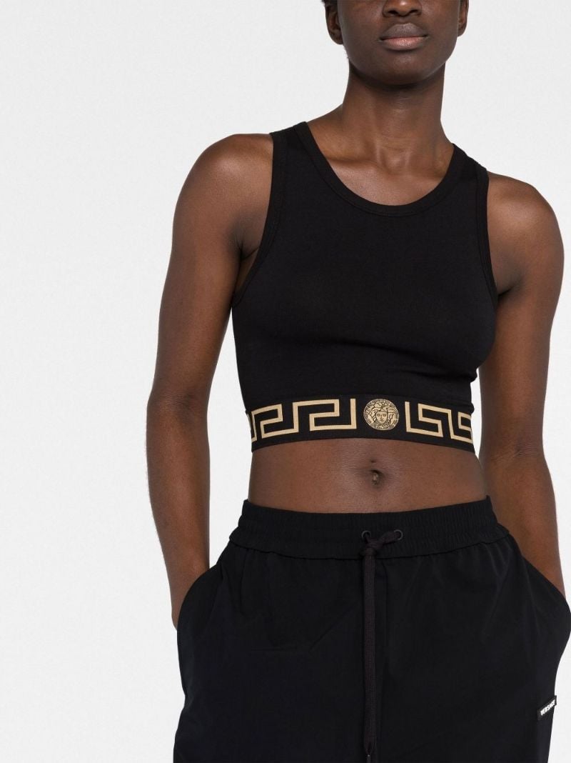 Black Greca Border Sports Bra