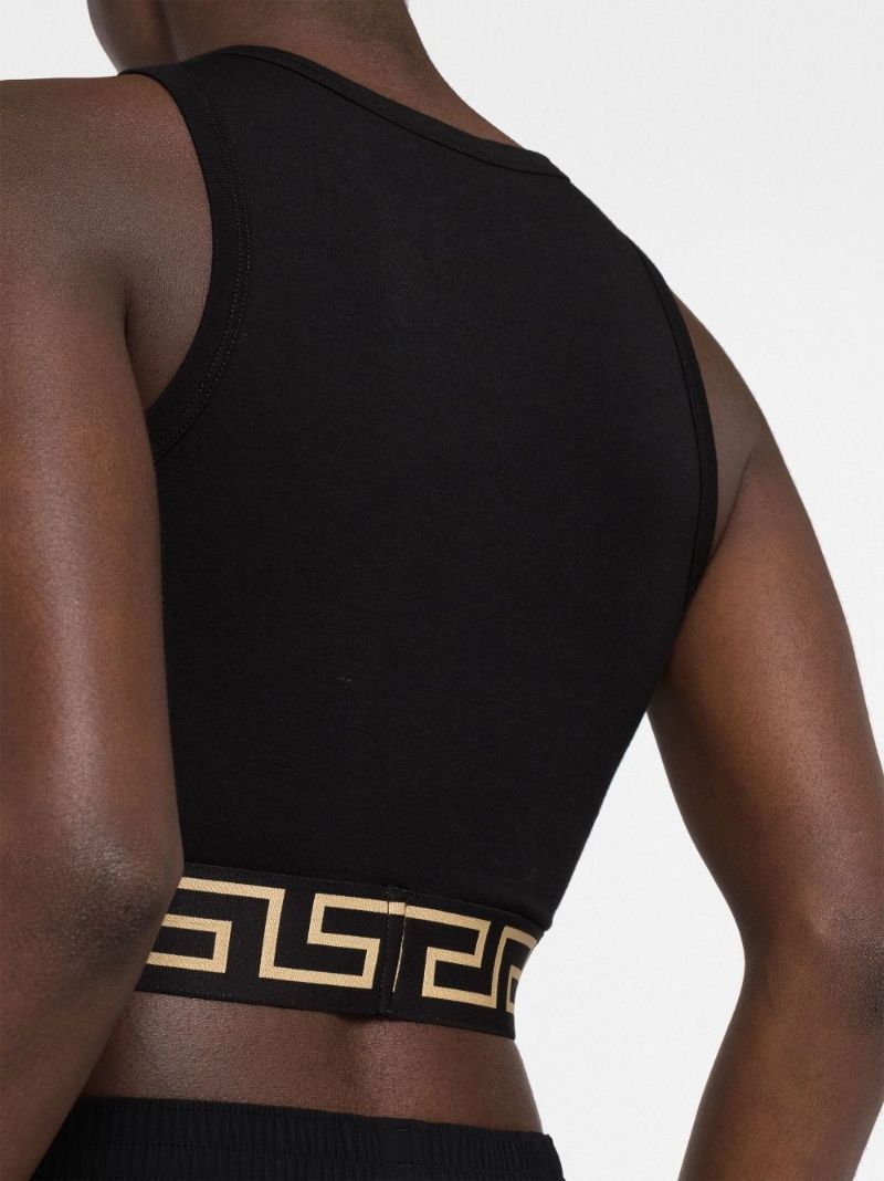 Black Greca Border Sports Bra