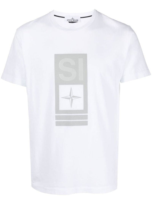 White Abbreviation One Print Cotton T-shirt