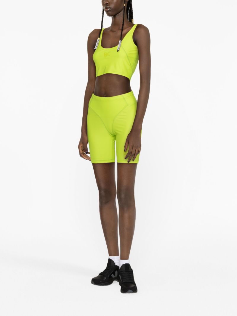 Green Long Line Logo-print Sports Bra