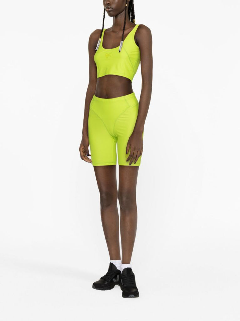 Green Long Line Logo-print Sports Bra