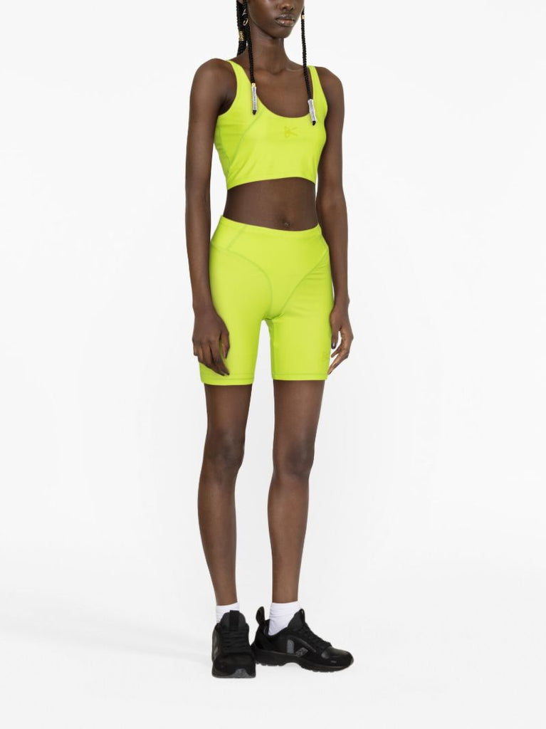 Green Long Line Logo-print Sports Bra