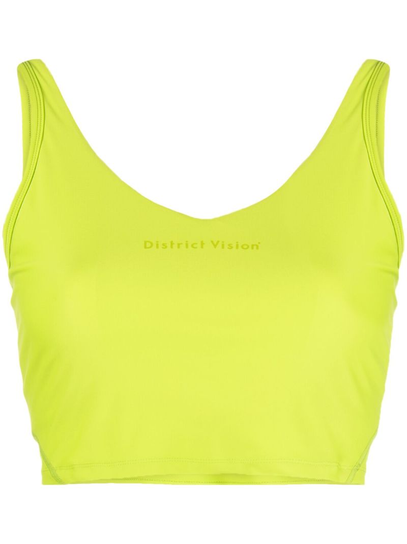 Green Long Line Logo-print Sports Bra