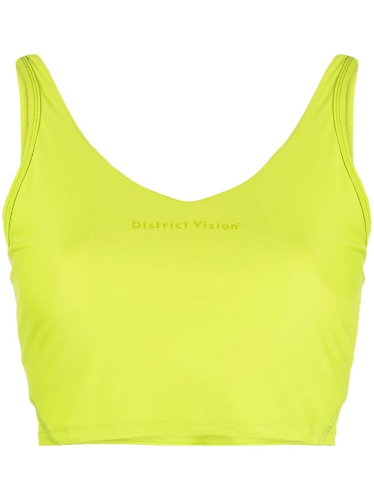 Green Long Line Logo-print Sports Bra